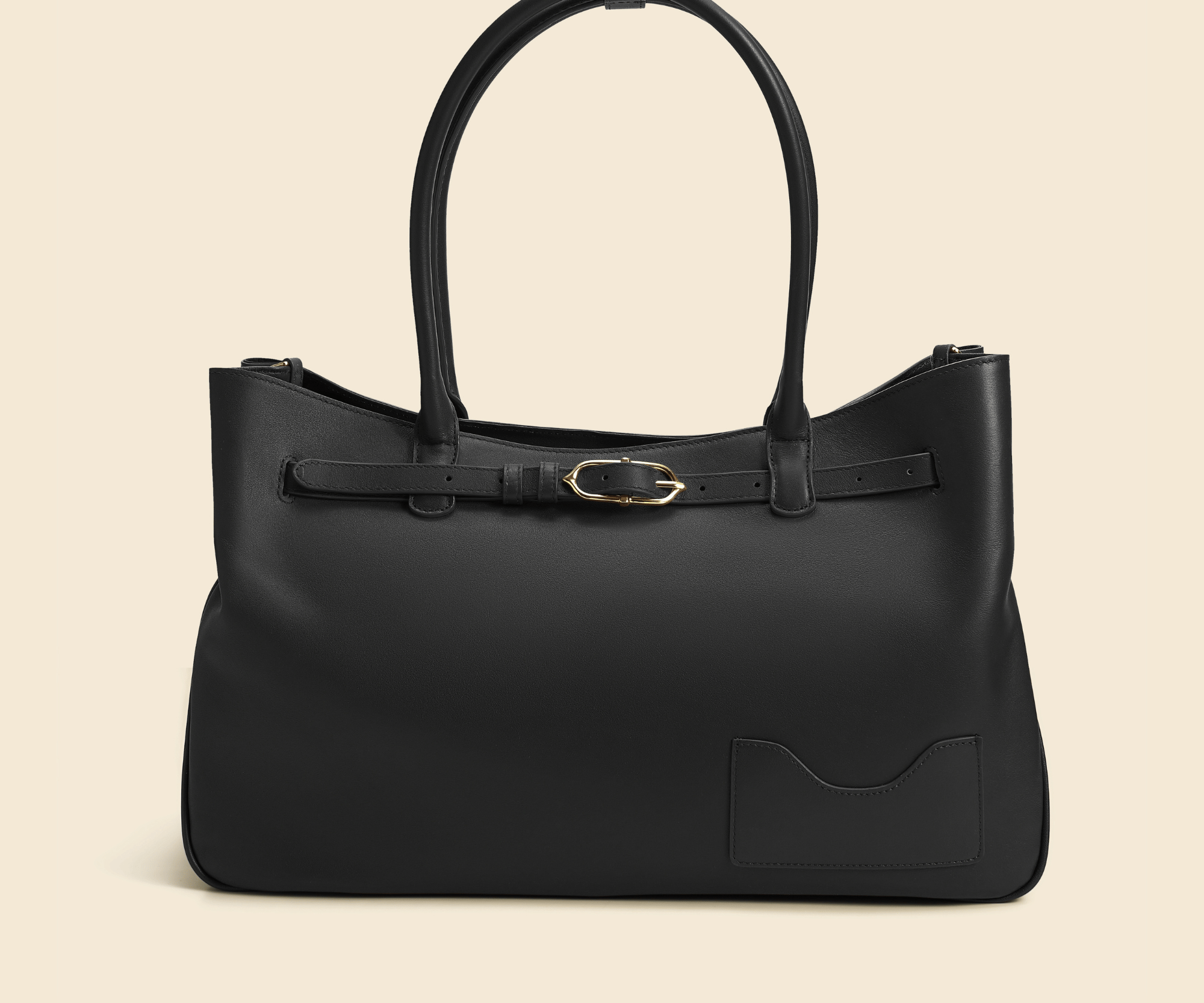 OLEADA NYC Tote Bag > Leather Tote Bag For Women > Mini Handbag > Convertible To Shoulder Bag > Fits 14" laptop> Color_Onyx Marina Tote