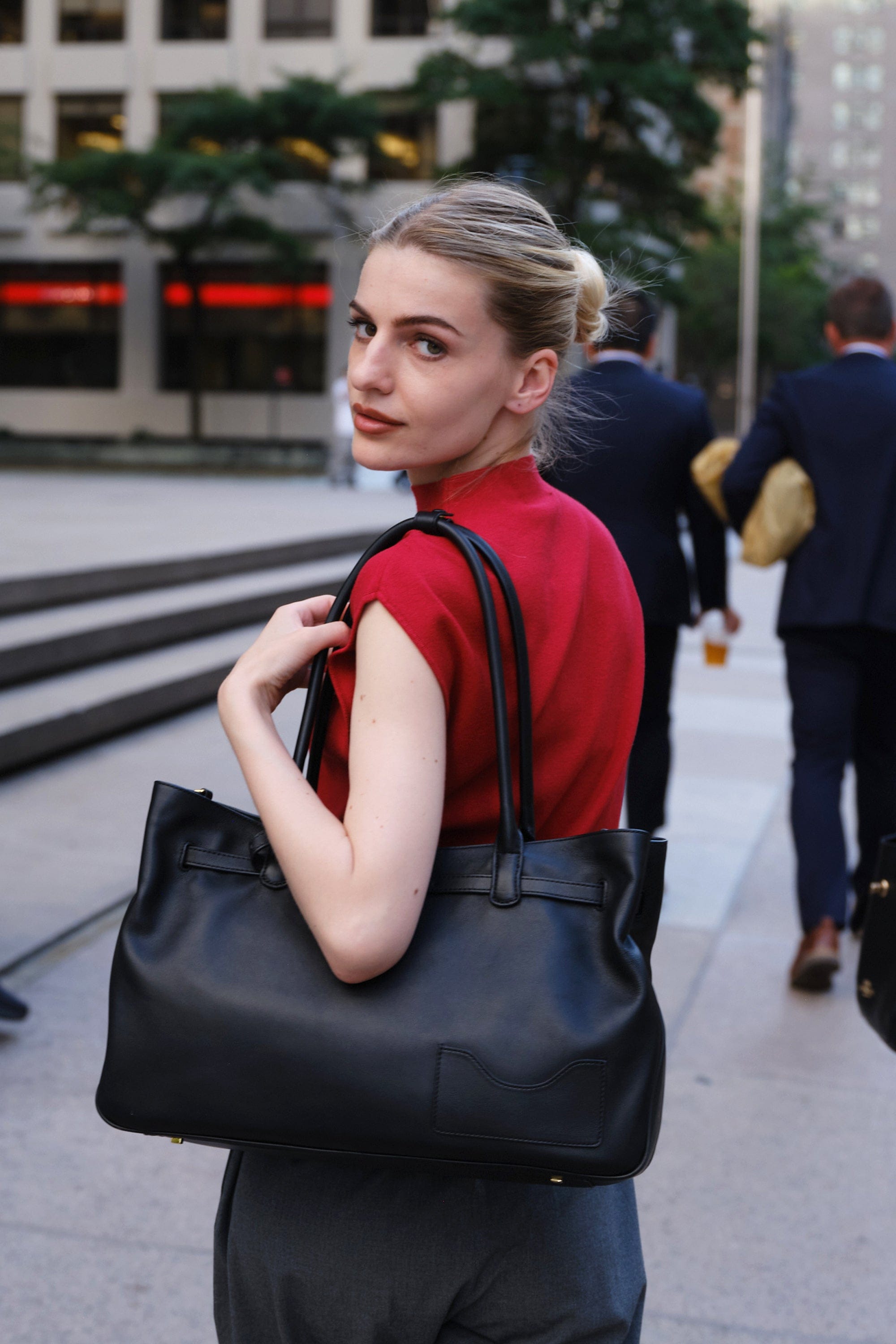 OLEADA NYC Tote Bag > Leather Tote Bag For Women > Mini Handbag > Convertible To Shoulder Bag > Fits 14" laptop> Marina Tote