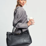 OLEADA NYC Tote Bag > Leather Tote Bag For Women > Mini Handbag > Convertible To Shoulder Bag > Fits 14" laptop> Marina Tote