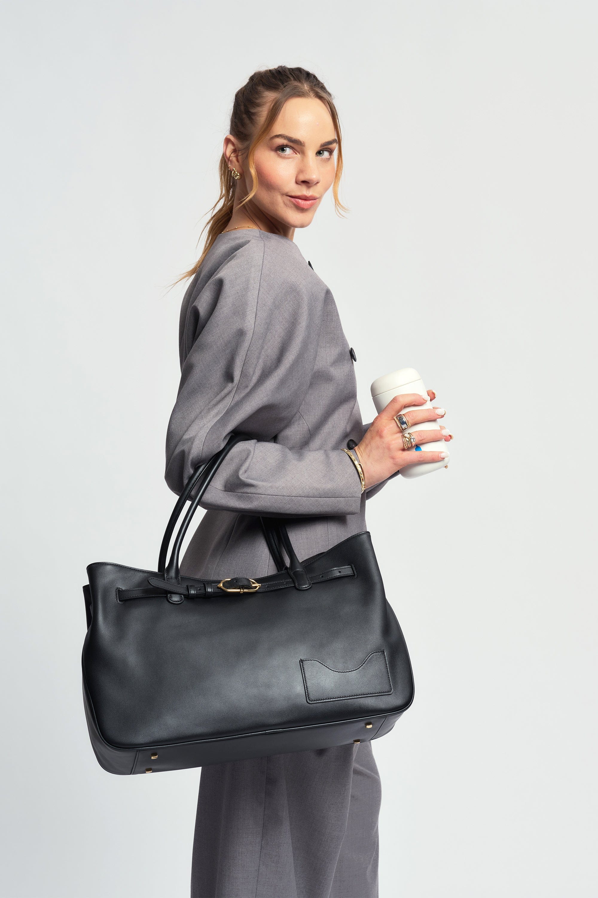 OLEADA NYC Tote Bag > Leather Tote Bag For Women > Mini Handbag > Convertible To Shoulder Bag > Fits 14" laptop> Marina Tote