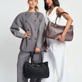 OLEADA NYC Tote Bag > Leather Tote Bag For Women > Mini Handbag > Convertible To Shoulder Bag > Fits 14" laptop> Marina Tote
