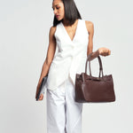 OLEADA NYC Tote Bag > Leather Tote Bag For Women > Mini Handbag > Convertible To Shoulder Bag > Fits 14" laptop> Marina Tote