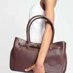 OLEADA NYC Tote Bag > Leather Tote Bag For Women > Mini Handbag > Convertible To Shoulder Bag > Fits 14" laptop> Marina Tote