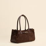 OLEADA NYC Tote Bag > Leather Tote Bag For Women > Mini Handbag > Convertible To Shoulder Bag > Fits iPad> Color_Mocha Mini Marina Tote