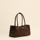 OLEADA NYC Tote Bag > Leather Tote Bag For Women > Mini Handbag > Convertible To Shoulder Bag > Fits iPad> Color_Mocha Mini Marina Tote