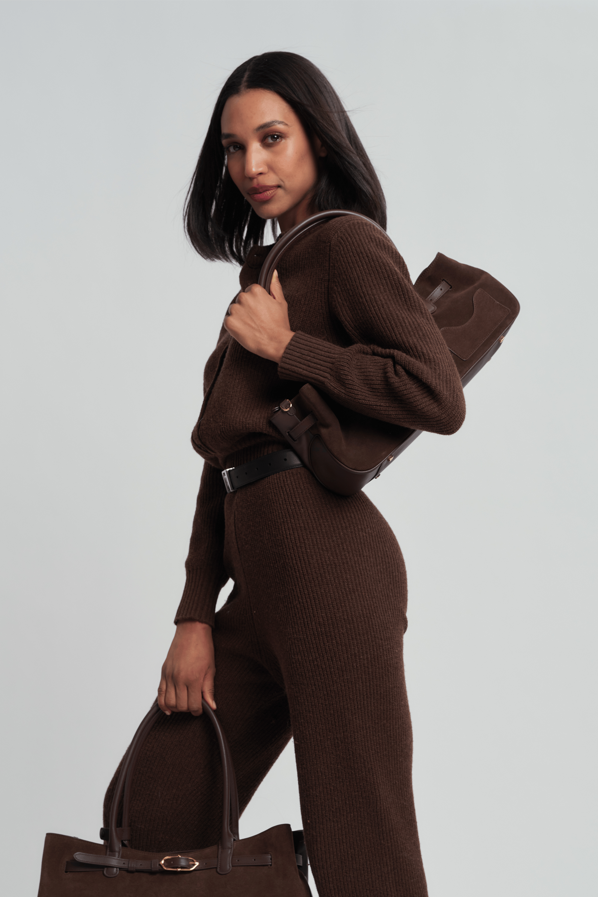 OLEADA NYC Tote Bag > Leather Tote Bag For Women > Mini Handbag > Convertible To Shoulder Bag > Fits iPad> Color_Mocha Mini Marina Tote