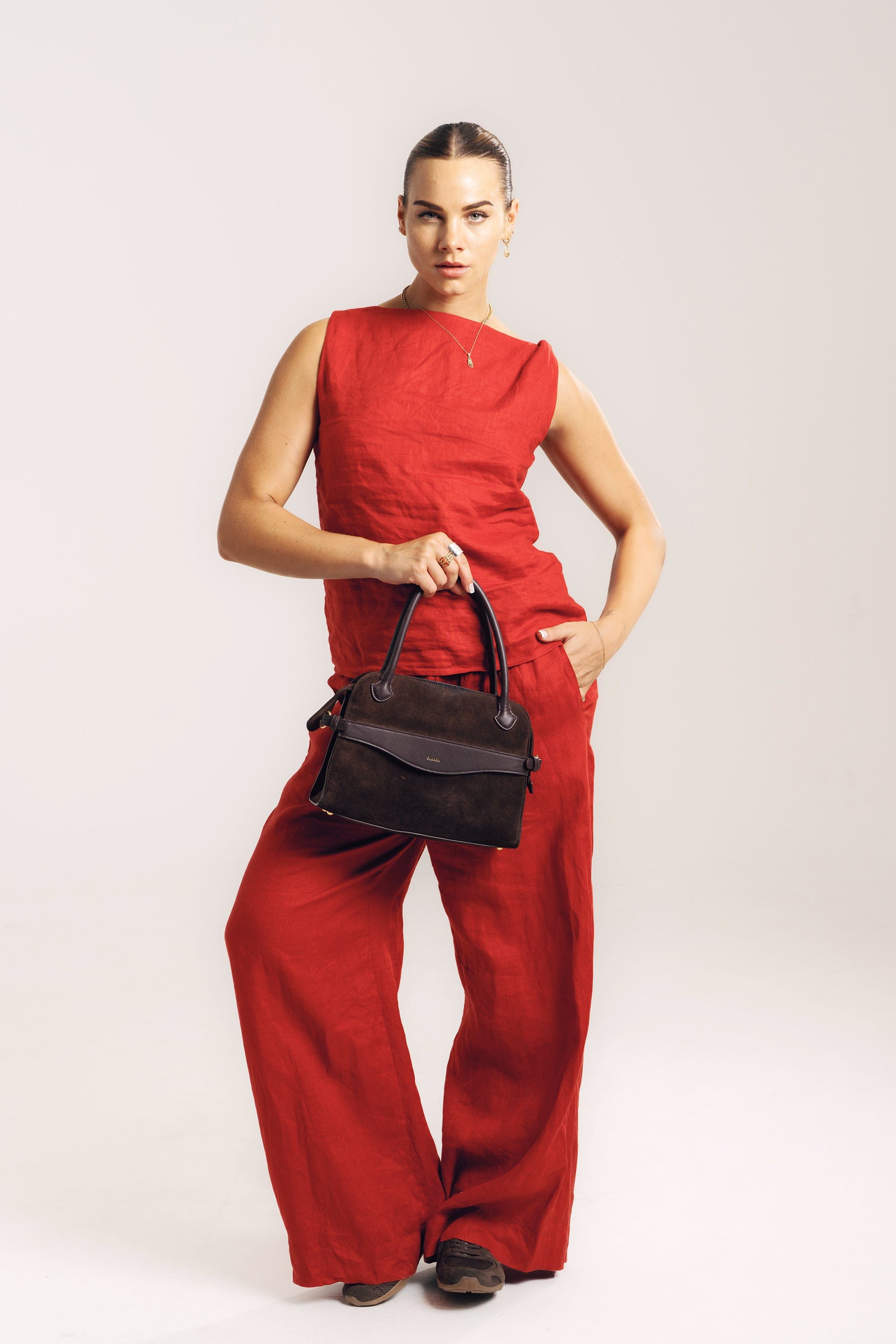 OLEADA NYC Women Work Bag > Eco-Suede Bag > Top Handle Handbag > Mini Business Satchel > Fits iPad Mini> Mini Coast Portfolio Satchel