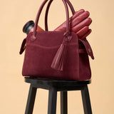 OLEADA NYC Women Work Bag > Leather Bag > Top Handle Handbag > Large Business Satchel > Fits Up To 16'' Laptops> Color_Burgundy Mini Coast Portfolio Satchel