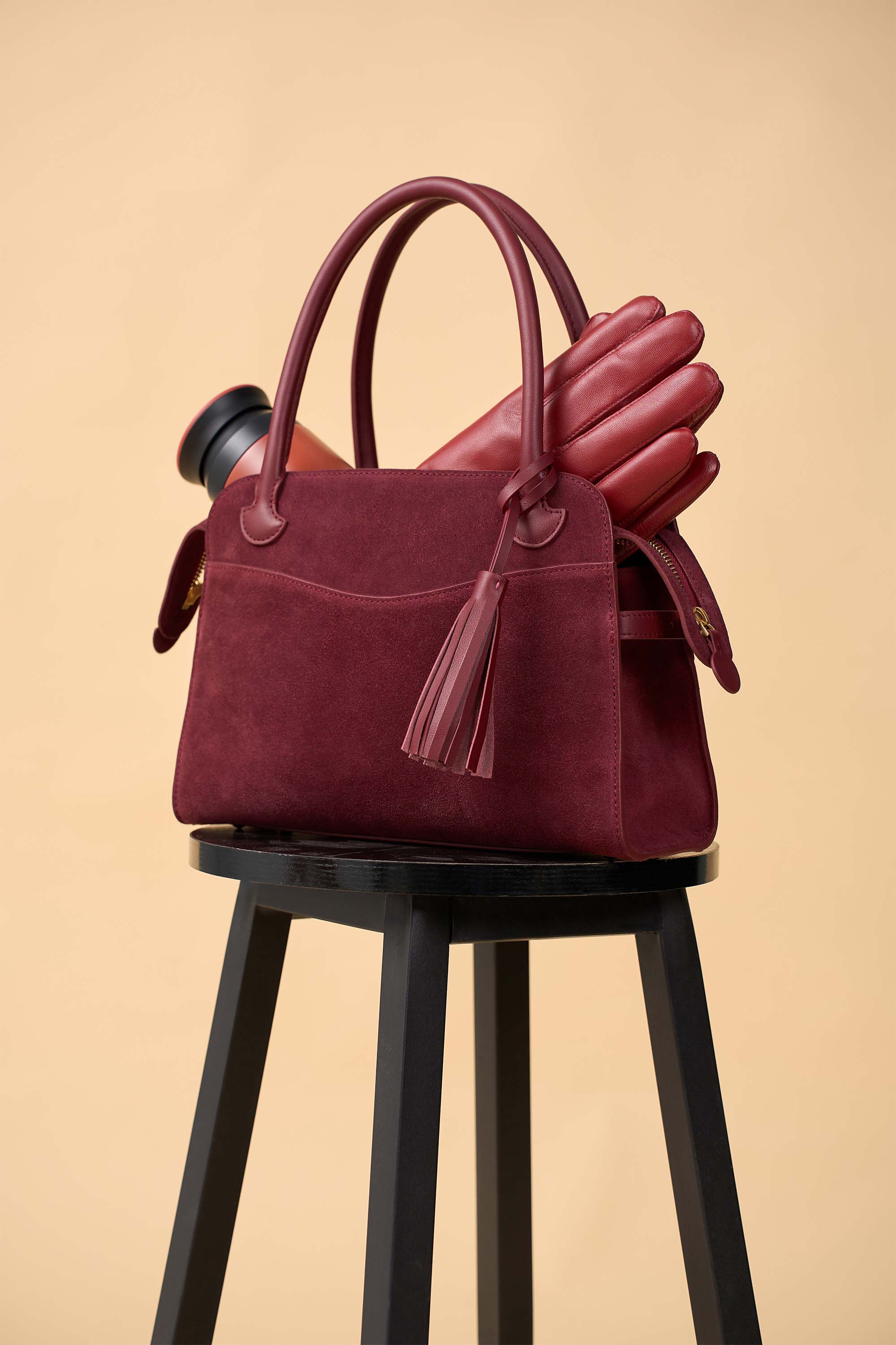 OLEADA NYC Women Work Bag > Leather Bag > Top Handle Handbag > Large Business Satchel > Fits Up To 16'' Laptops> Color_Burgundy Mini Coast Portfolio Satchel