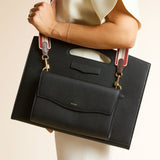 OLEADA NYC Women Work Leather Bag > Business Laptop Sleeve > 16 Inch Laptop Bag > Portable Laptop Briefcase > MacBook Pro Laptop Sleeve Color_Onyx Captain Sleeve Suite Plus