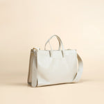 OLEADA NYC Work Tote Bag > Leather Work Tote For Women > Large Capacity Bag > 16 Inch Laptop Bag > Convertible To Shoulder Bag Color_Blanc Reverie Tote