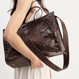 OLEADA NYC Work Tote Bag > Leather Work Tote For Women > Large Capacity Bag > 16 Inch Laptop Bag > Convertible To Shoulder Bag Color_Espresso Reverie Tote
