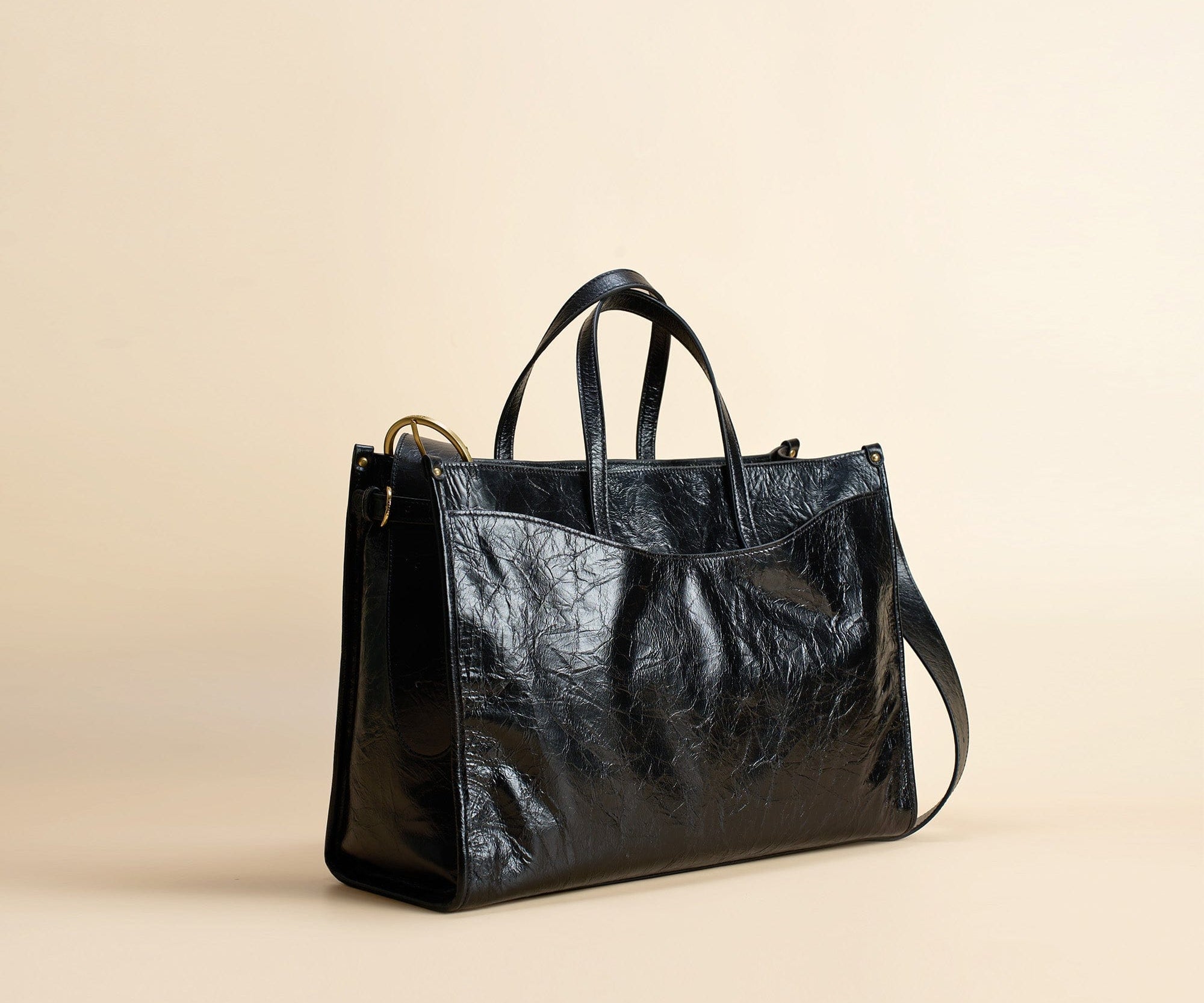 OLEADA NYC Work Tote Bag > Leather Work Tote For Women > Large Capacity Bag > 16 Inch Laptop Bag > Convertible To Shoulder Bag Color_Obsidian Reverie Tote