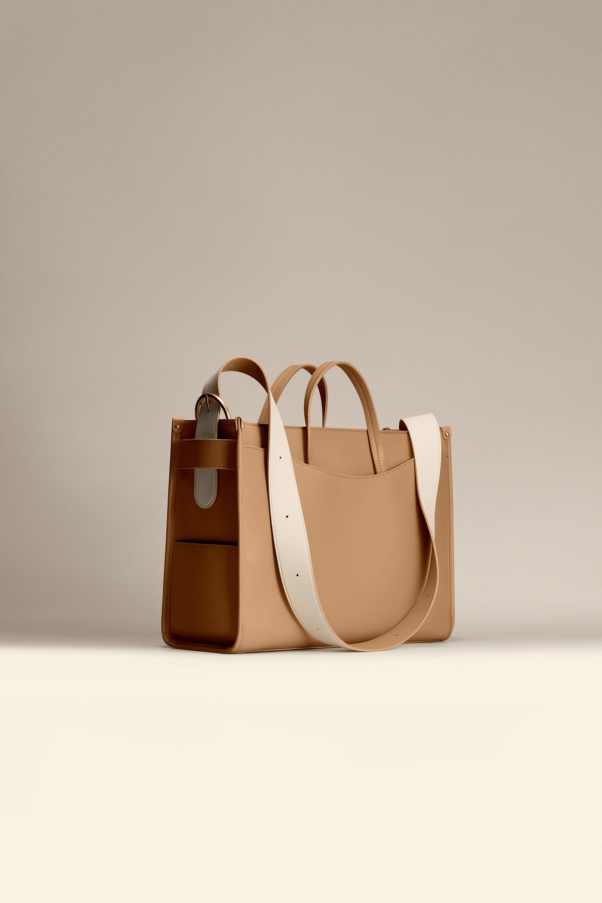 OLEADA NYC Work Tote Bag > Leather Work Tote For Women > Large Capacity Bag > 16 Inch Laptop Bag > Convertible To Shoulder Bag Color_Toffee Reverie Tote