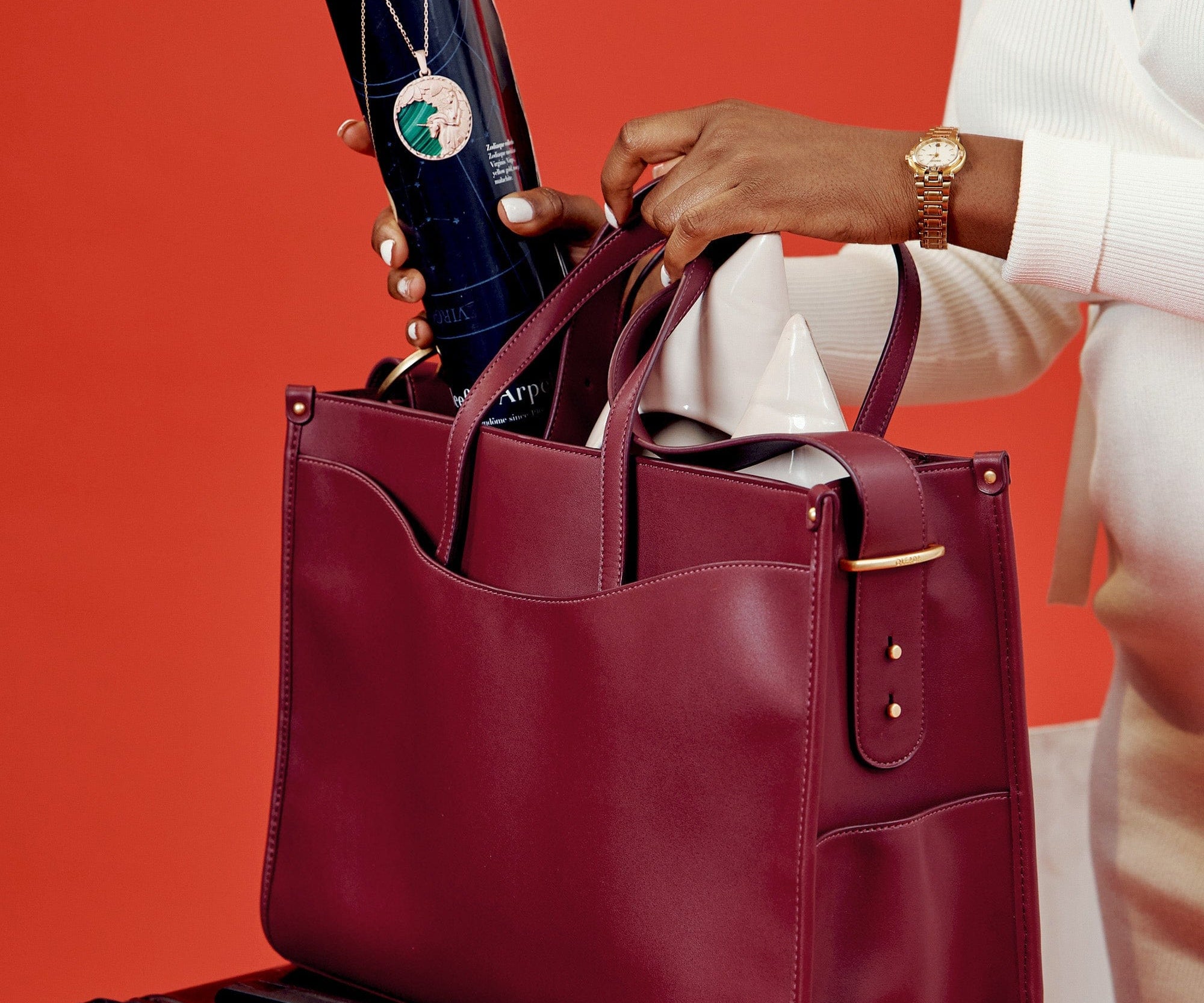 OLEADA NYC Work Tote Bag > Leather Work Tote For Women > Large Capacity Bag > 16 Inch Laptop Bag > Convertible To Shoulder Bag Reverie Tote